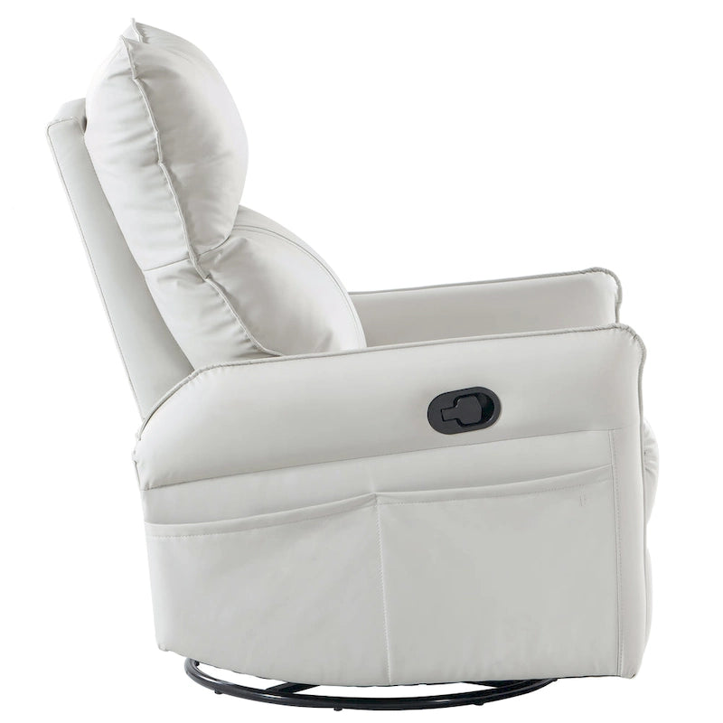 Modern Small Rocking Swivel Recliner Chair with Overstuffed Seat