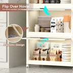 4 Tier Plastic Storage Bins with Lids,Stackable Storage Containers with Wheels, Folding Storage Boxes, Collapsible Storage Bins