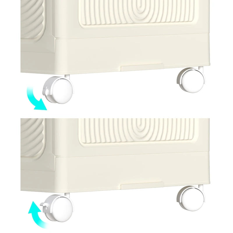 4 Tier Plastic Storage Bins with Lids,Stackable Storage Containers with Wheels, Folding Storage Boxes, Collapsible Storage Bins