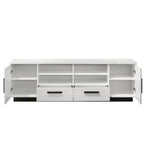 Wood TV Stand with Drawers and Adjustable Shelf