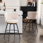 Modern Swivel Bar Stools Set of 2, Performance Upholstered Counter Height Bar Stool with Back for Kitchen, Bar, Dining Room