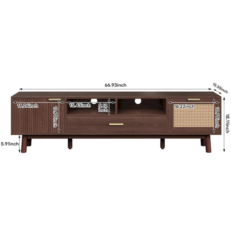 Wood TV Stand for 75  TVs, Modern TV Cabinet for Living Room