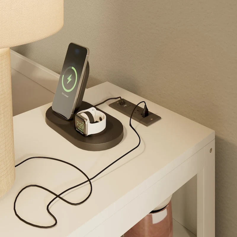 Wooden Twin Size Daybed with Trundle, Side Shelf and Drawers, Storage Bed with Desk and Charging Station for Bedroom, Guest Room