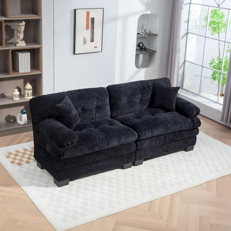 84  Upholstered 3-Seater Sofa with Memory Foam & Comfort Pillows
