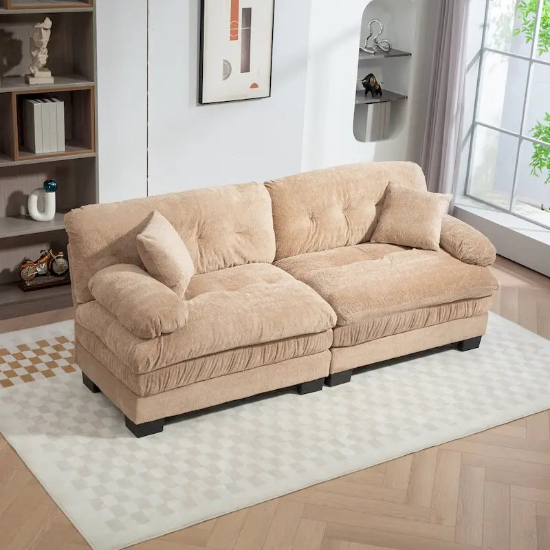 84  Upholstered 3-Seater Sofa with Memory Foam & Comfort Pillows