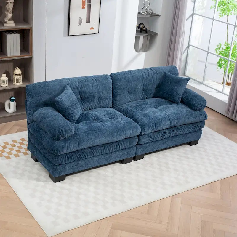 84  Upholstered 3-Seater Sofa with Memory Foam & Comfort Pillows