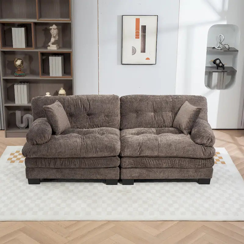 84  Upholstered 3-Seater Sofa with Memory Foam & Comfort Pillows