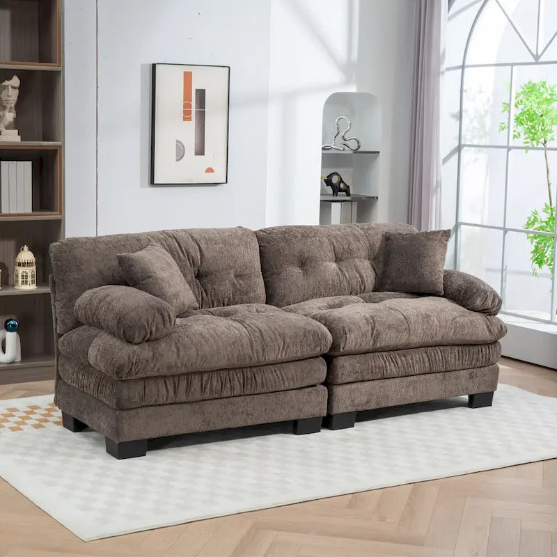 84  Upholstered 3-Seater Sofa with Memory Foam & Comfort Pillows