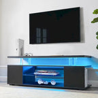 Black 51  TV Stand with LED & Open Storage for 70  TVs