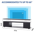 Black 51  TV Stand with LED & Open Storage for 70  TVs