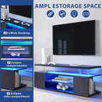 Black 51  TV Stand with LED & Open Storage for 70  TVs