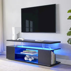 Black 51  TV Stand with LED & Open Storage for 70  TVs