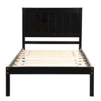 Black Pine Wood Twin Platform Bed Frame with Headboard - Wood Slat Support, No Box Spring Needed, Space-Saving Design