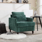 Emerald Modern 29.53  Chenille Upholstered Arm Chair with Solid Wood Frame and Pillows