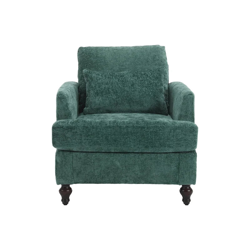 Emerald Modern 29.53  Chenille Upholstered Arm Chair with Solid Wood Frame and Pillows