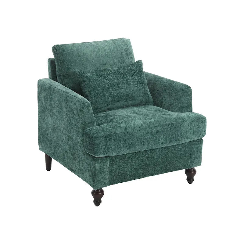 Emerald Modern 29.53  Chenille Upholstered Arm Chair with Solid Wood Frame and Pillows