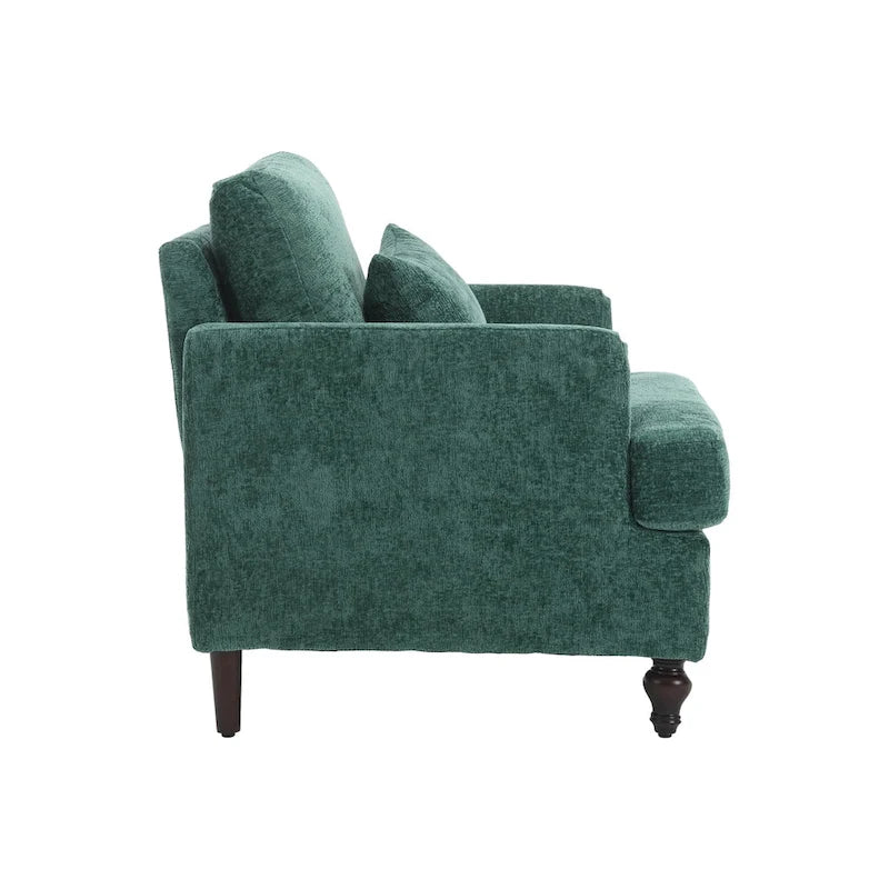Emerald Modern 29.53  Chenille Upholstered Arm Chair with Solid Wood Frame and Pillows