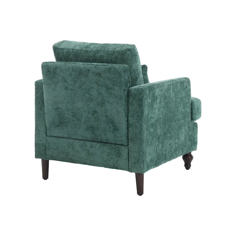 Emerald Modern 29.53  Chenille Upholstered Arm Chair with Solid Wood Frame and Pillows