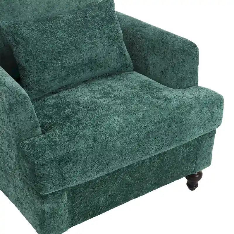 Emerald Modern 29.53  Chenille Upholstered Arm Chair with Solid Wood Frame and Pillows