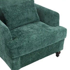 Emerald Modern 29.53  Chenille Upholstered Arm Chair with Solid Wood Frame and Pillows