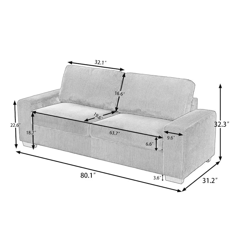 Classic Corduroy Sofa Couch 2-Seater Upholstered Couch