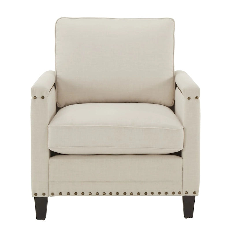 Stoddard Ivory Fabric Chair with Nailhead Trim Artisan