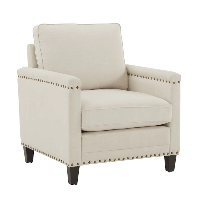 Stoddard Ivory Fabric Chair with Nailhead Trim Artisan