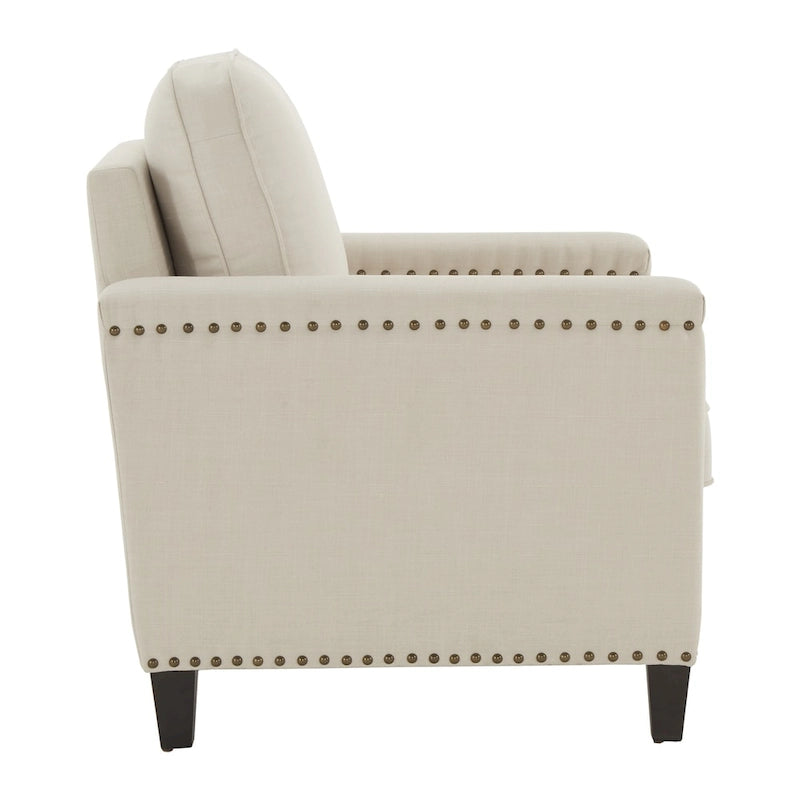 Stoddard Ivory Fabric Chair with Nailhead Trim Artisan