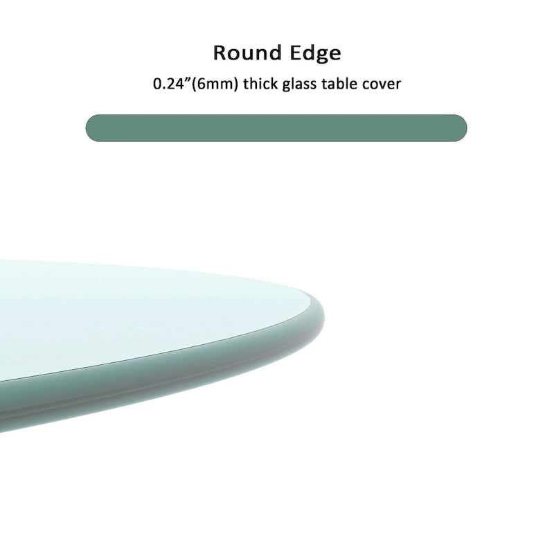 Round Tempered Glass Table Top Clear Glass Thick Round Polished Edge