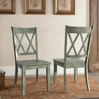 Ronda Double X Back Wood Dining Chairs (Set of 2)