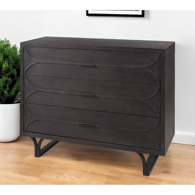 Contemporary Dark Oval Accent Cabinet - 31.8898  H x 15.9449  W x 39.9606  D