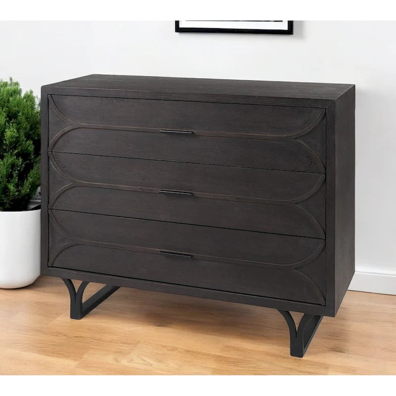 Contemporary Dark Oval Accent Cabinet - 31.8898  H x 15.9449  W x 39.9606  D