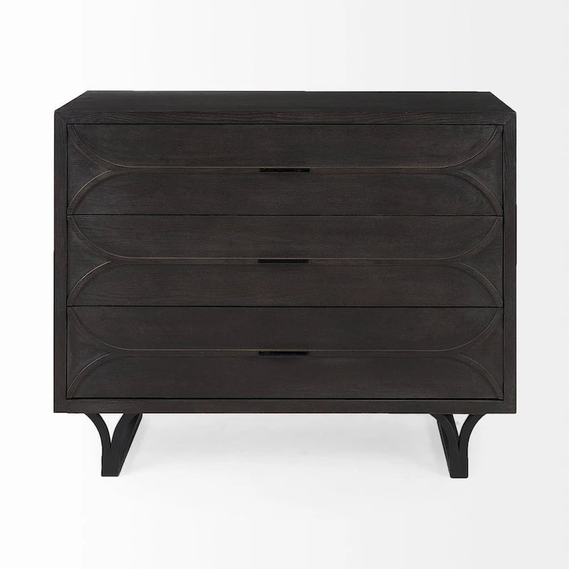 Contemporary Dark Oval Accent Cabinet - 31.8898  H x 15.9449  W x 39.9606  D