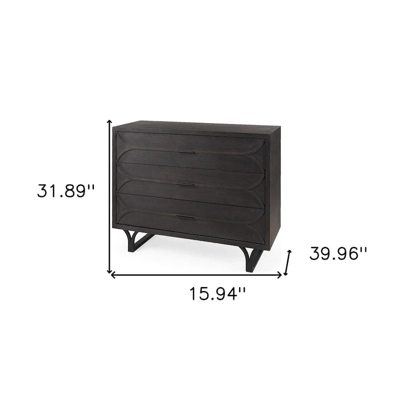 Contemporary Dark Oval Accent Cabinet - 31.8898  H x 15.9449  W x 39.9606  D