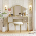 43 Makeup Vanity Set with Mirrored Drawers and Stool for Bedroom