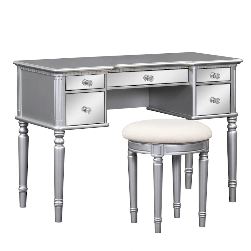 43 Makeup Vanity Set with Mirrored Drawers and Stool for Bedroom