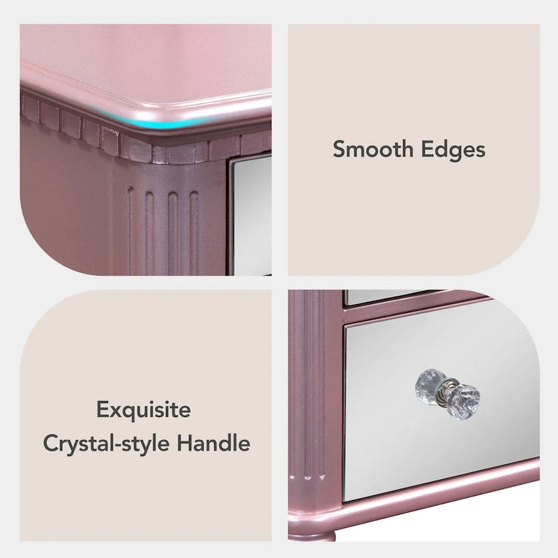 43 Makeup Vanity Set with Mirrored Drawers and Stool for Bedroom