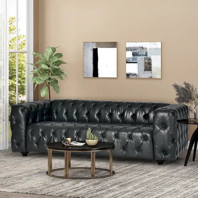 Sagewood Transitional Deeply Tufted Sofa