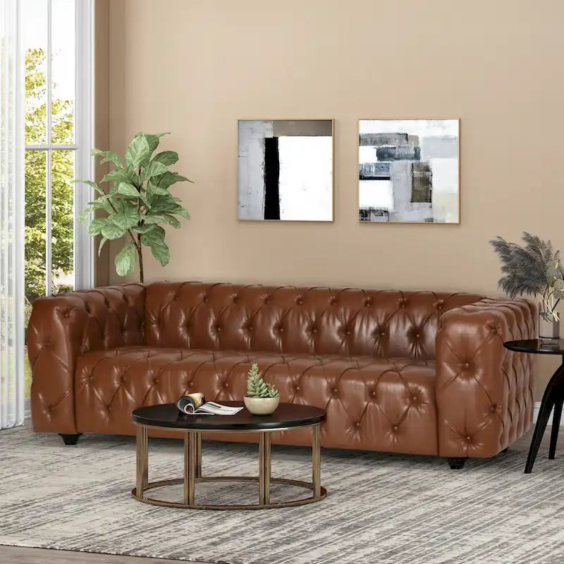 Sagewood Transitional Deeply Tufted Sofa