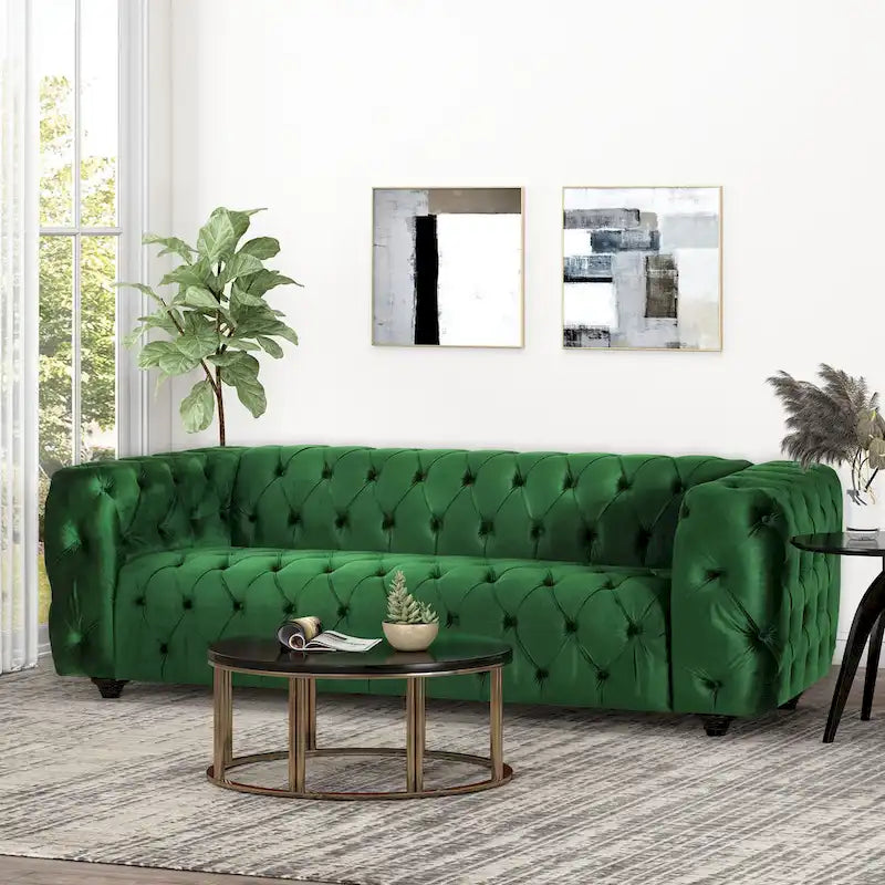 Sagewood Transitional Deeply Tufted Sofa