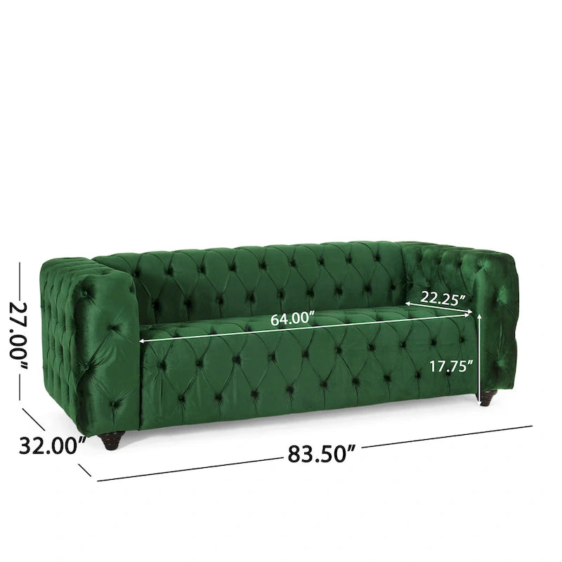 Sagewood Transitional Deeply Tufted Sofa