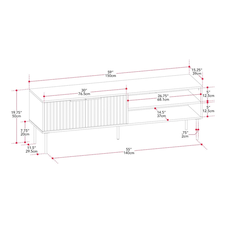 Alexander Fluted TV Stand for TVs up to 75  - 59