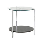 Roti Chrome End Table with Glass Top  Modern