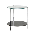 Roti Chrome End Table with Glass Top  Modern