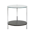 Roti Chrome End Table with Glass Top  Modern