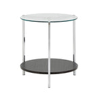 Roti Chrome End Table with Glass Top  Modern