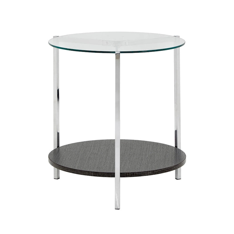 Roti Chrome End Table with Glass Top  Modern