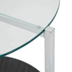 Roti Chrome End Table with Glass Top  Modern