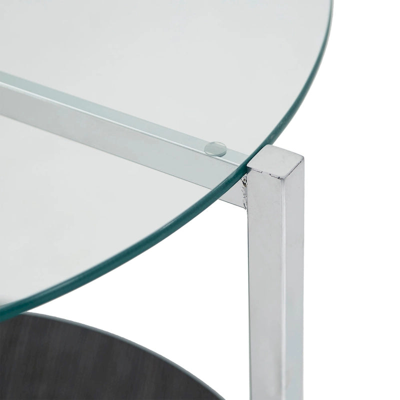 Roti Chrome End Table with Glass Top  Modern