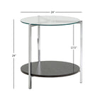 Roti Chrome End Table with Glass Top  Modern